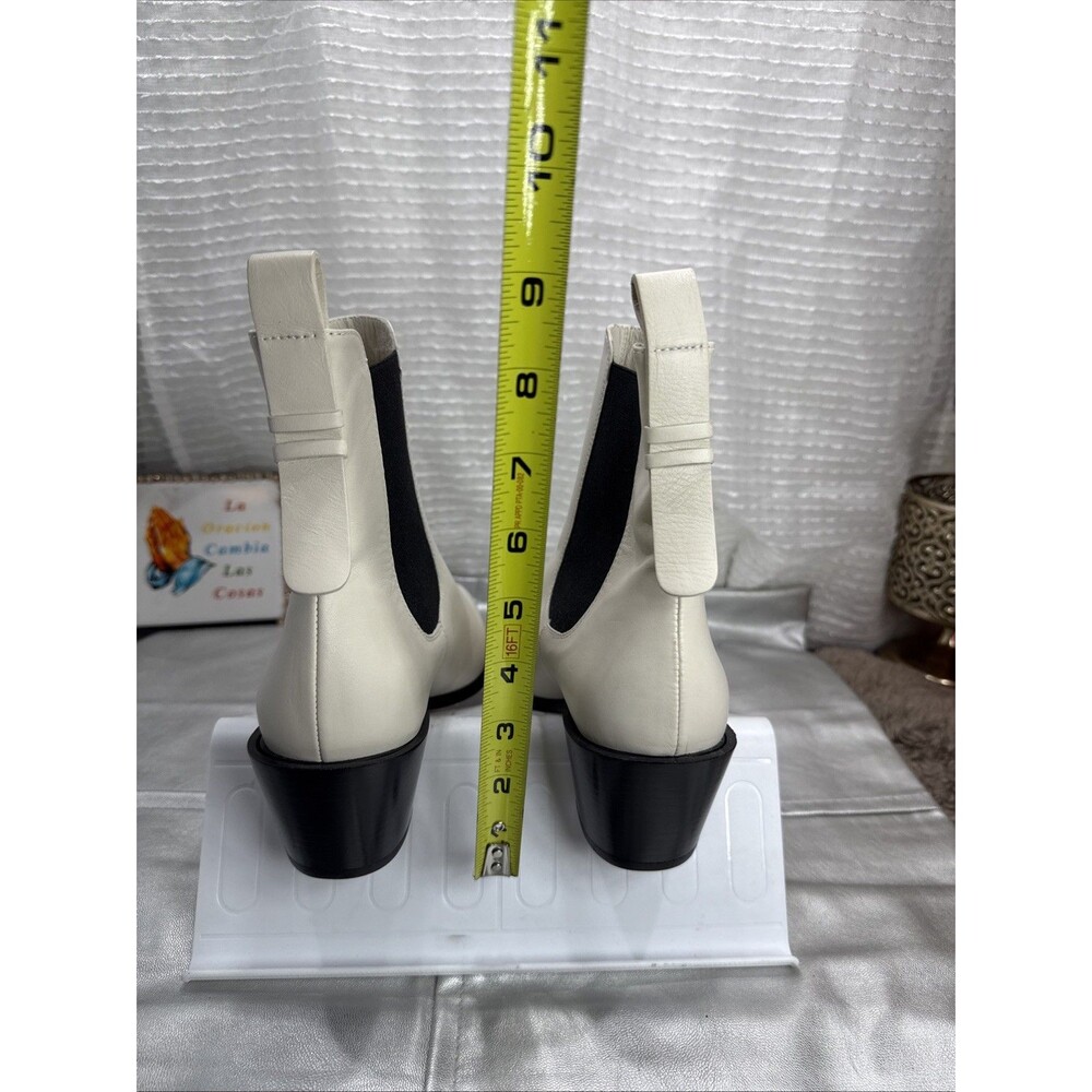 (E2) FRAME Women Le Lexington Off White Leather Chelsea Boot SIZE 38,5 - Picture 6 of 11